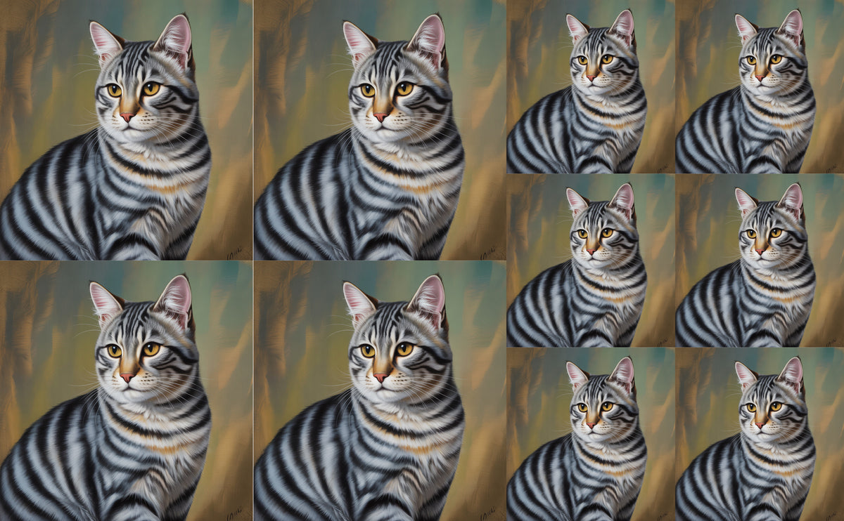 DecoCraft - Scenic Tiles Series - Oil Painting Pets - Tabby - Gray