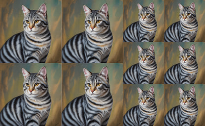 DecoCraft - Scenic Tiles Series - Oil Painting Pets - Tabby - Gray