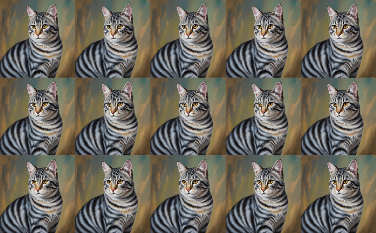 DecoCraft - Scenic Tiles Series - Oil Painting Pets - Tabby - Gray