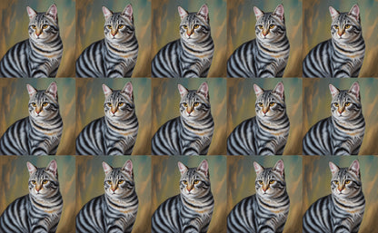 DecoCraft - Scenic Tiles Series - Oil Painting Pets - Tabby - Gray