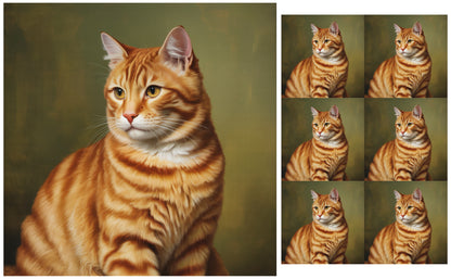 DecoCraft - Scenic Tiles Series - Oil Painting Pets - Tabby - Orange