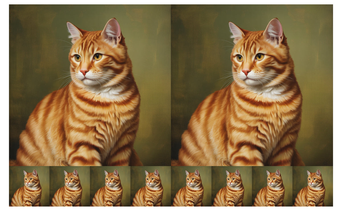 DecoCraft - Scenic Tiles Series - Oil Painting Pets - Tabby - Orange