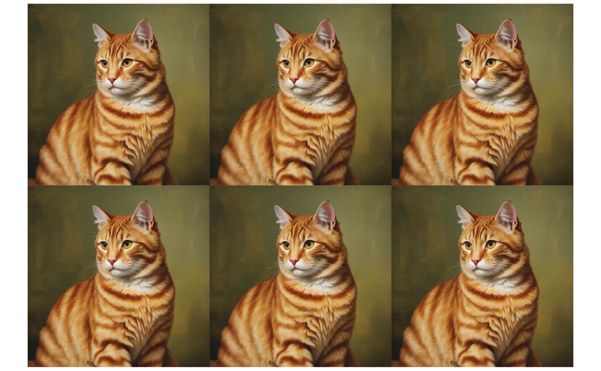 DecoCraft - Scenic Tiles Series - Oil Painting Pets - Tabby - Orange