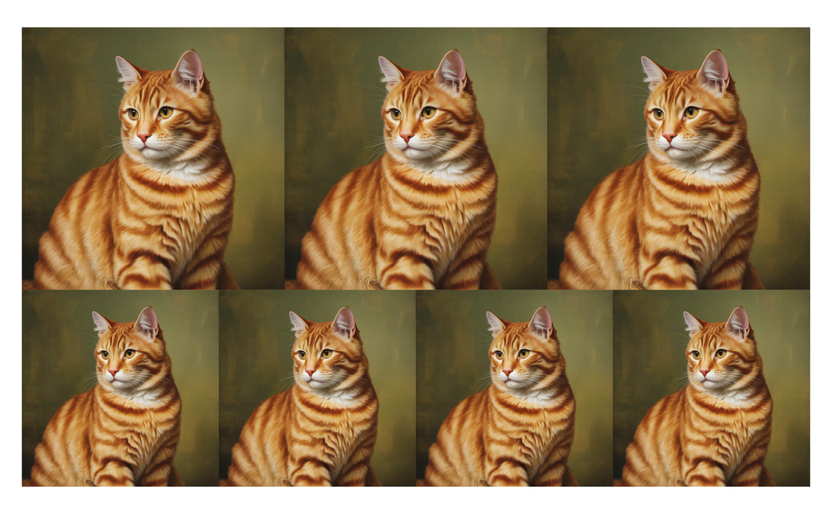 DecoCraft - Scenic Tiles Series - Oil Painting Pets - Tabby - Orange