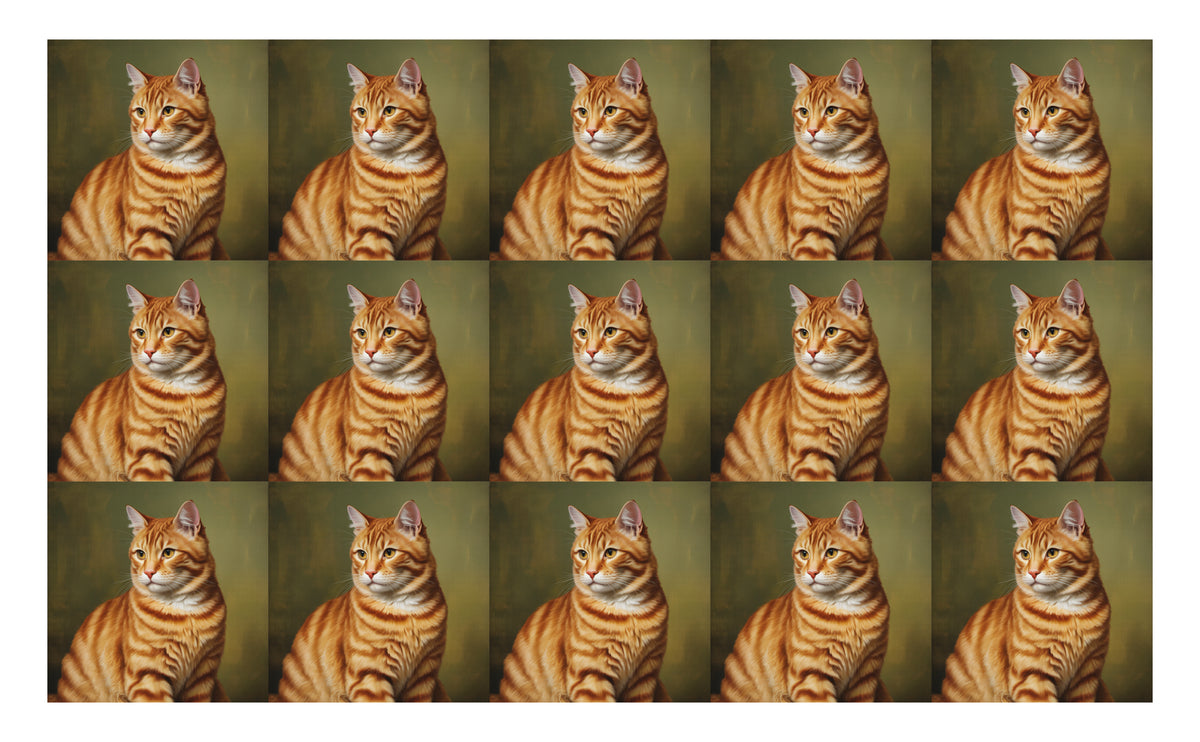 DecoCraft - Scenic Tiles Series - Oil Painting Pets - Tabby - Orange