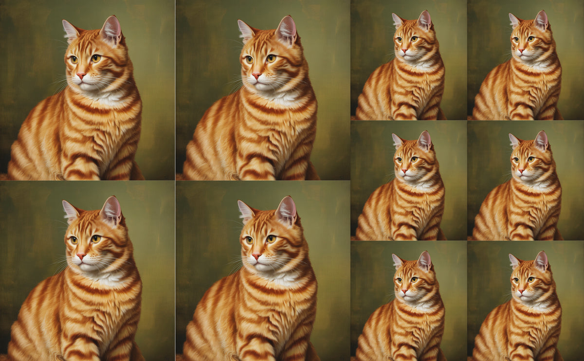 DecoCraft - Scenic Tiles Series - Oil Painting Pets - Tabby - Orange