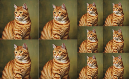 DecoCraft - Scenic Tiles Series - Oil Painting Pets - Tabby - Orange