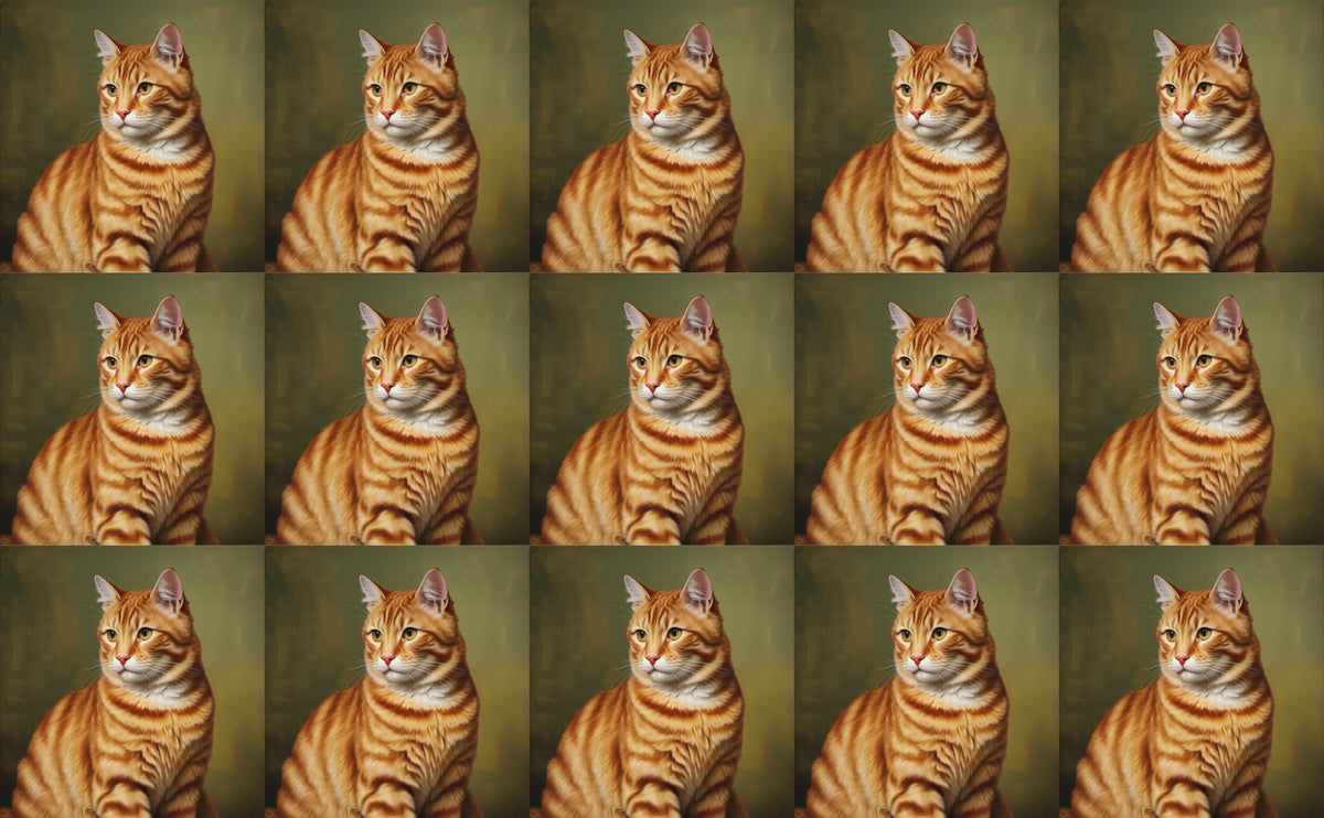 DecoCraft - Scenic Tiles Series - Oil Painting Pets - Tabby - Orange