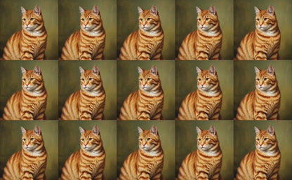 DecoCraft - Scenic Tiles Series - Oil Painting Pets - Tabby - Orange