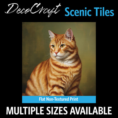 DecoCraft - Scenic Tiles Series - Oil Painting Pets - Tabby - Orange