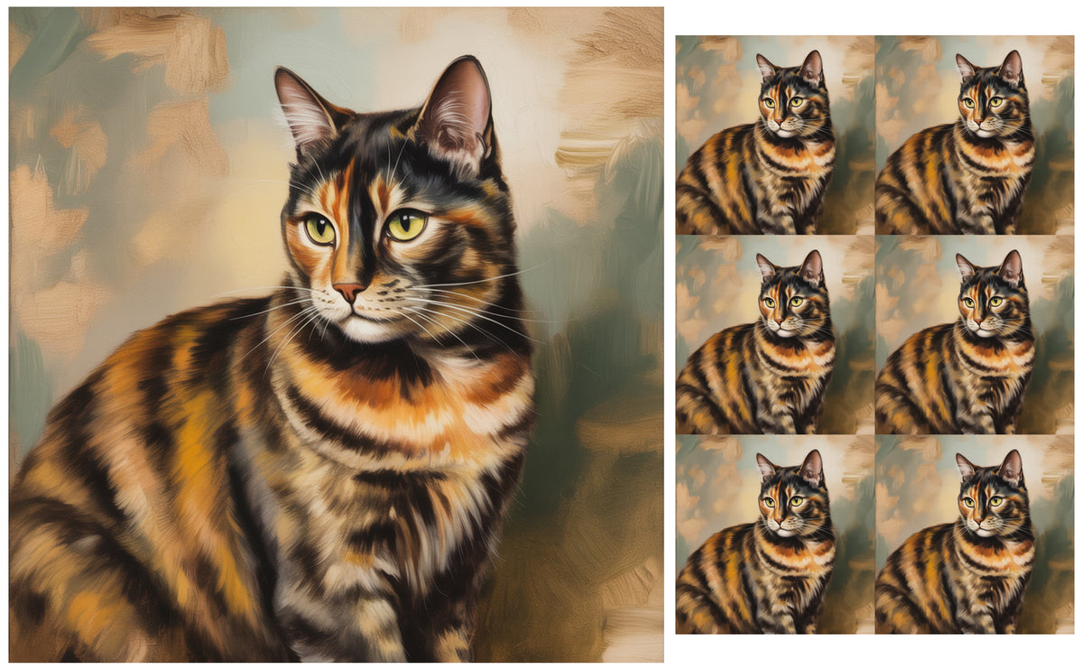 DecoCraft - Scenic Tiles Series - Oil Painting Pets - Tortoiseshell