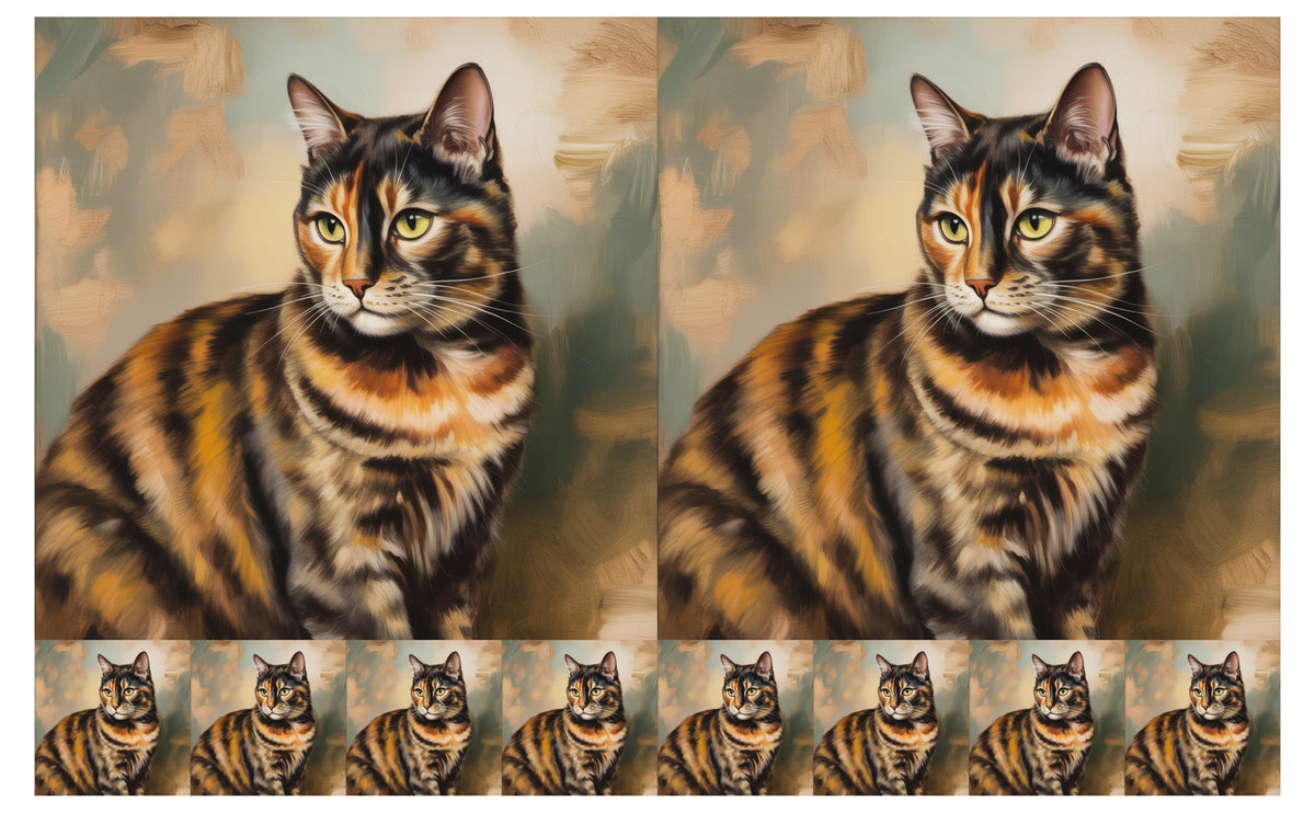 DecoCraft - Scenic Tiles Series - Oil Painting Pets - Tortoiseshell