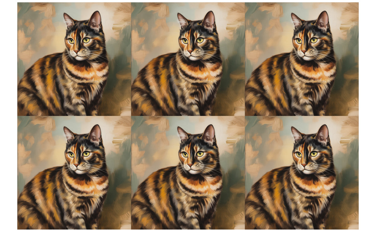 DecoCraft - Scenic Tiles Series - Oil Painting Pets - Tortoiseshell