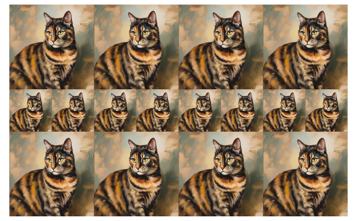 DecoCraft - Scenic Tiles Series - Oil Painting Pets - Tortoiseshell