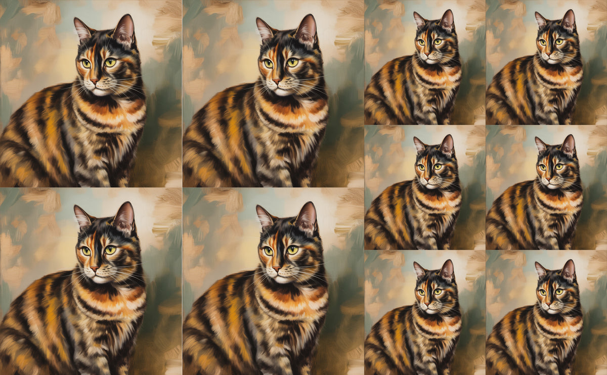 DecoCraft - Scenic Tiles Series - Oil Painting Pets - Tortoiseshell