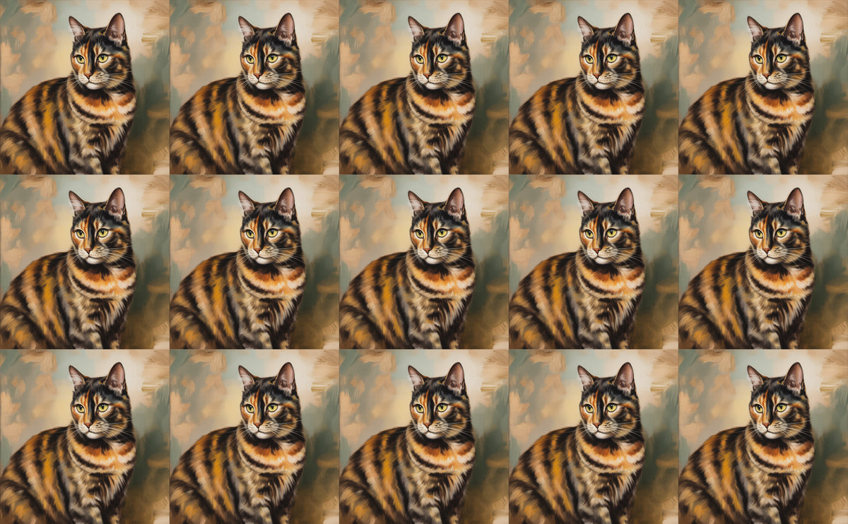 DecoCraft - Scenic Tiles Series - Oil Painting Pets - Tortoiseshell