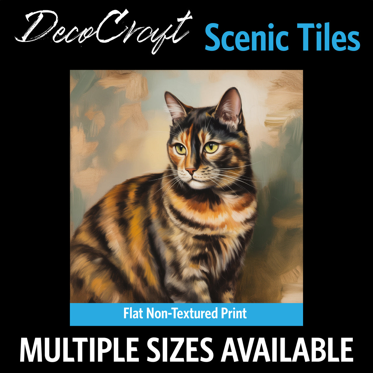 DecoCraft - Scenic Tiles Series - Oil Painting Pets - Tortoiseshell