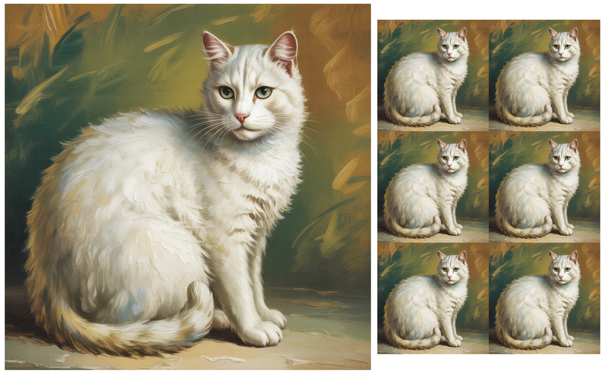 DecoCraft - Scenic Tiles Series - Oil Painting Pets - Tabby - White