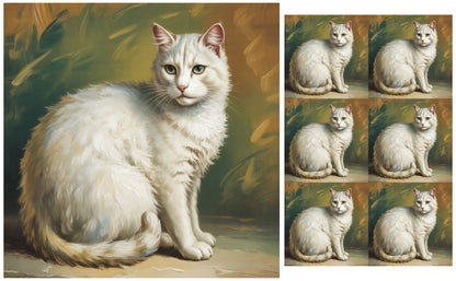 DecoCraft - Scenic Tiles Series - Oil Painting Pets - Tabby - White