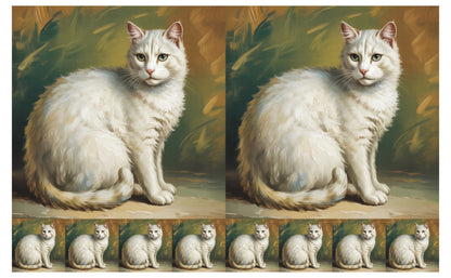 DecoCraft - Scenic Tiles Series - Oil Painting Pets - Tabby - White