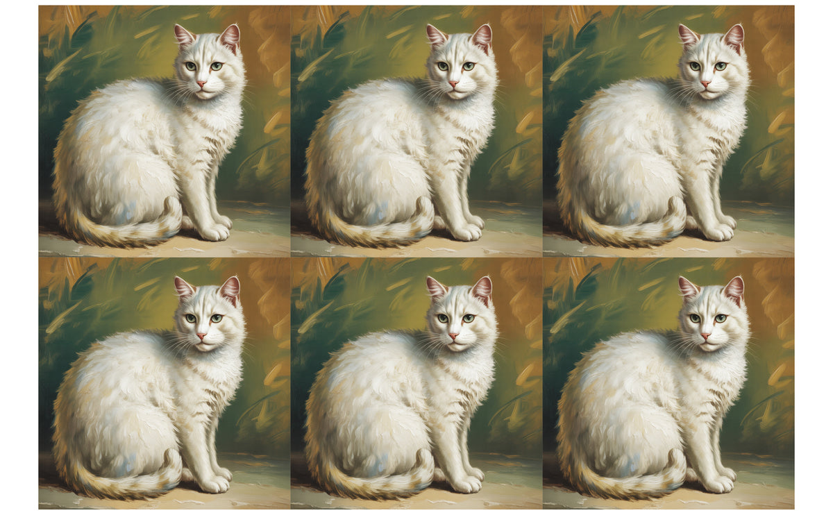 DecoCraft - Scenic Tiles Series - Oil Painting Pets - Tabby - White