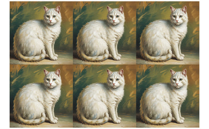 DecoCraft - Scenic Tiles Series - Oil Painting Pets - Tabby - White