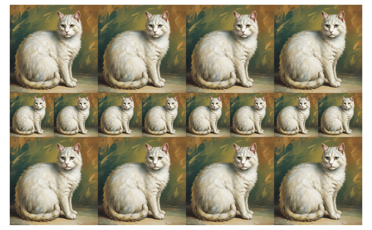 DecoCraft - Scenic Tiles Series - Oil Painting Pets - Tabby - White