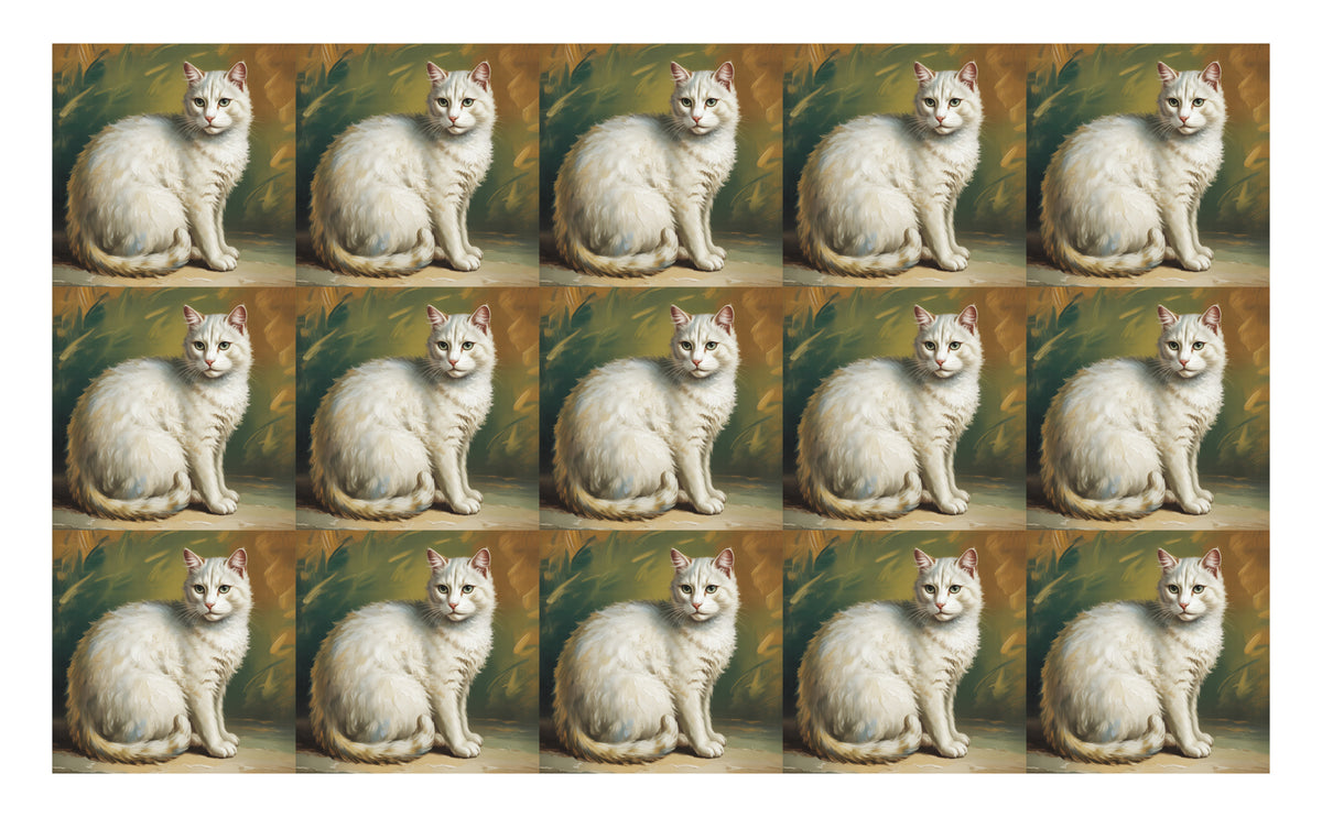DecoCraft - Scenic Tiles Series - Oil Painting Pets - Tabby - White
