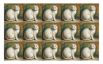 DecoCraft - Scenic Tiles Series - Oil Painting Pets - Tabby - White