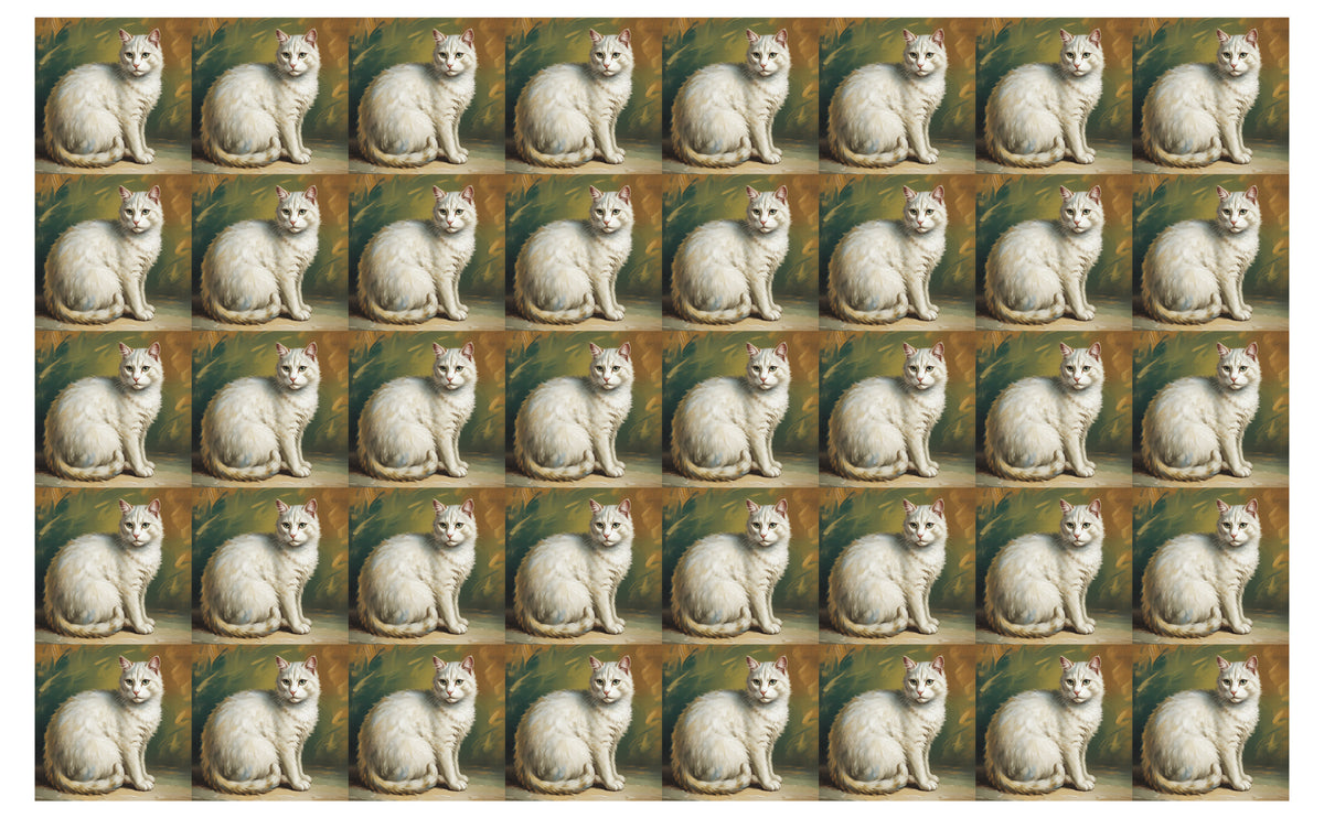 DecoCraft - Scenic Tiles Series - Oil Painting Pets - Tabby - White