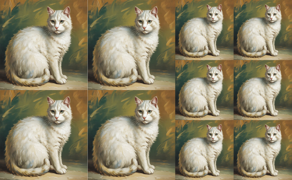 DecoCraft - Scenic Tiles Series - Oil Painting Pets - Tabby - White