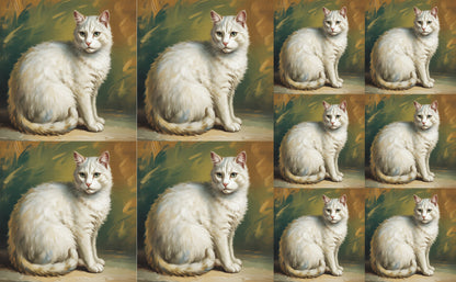 DecoCraft - Scenic Tiles Series - Oil Painting Pets - Tabby - White