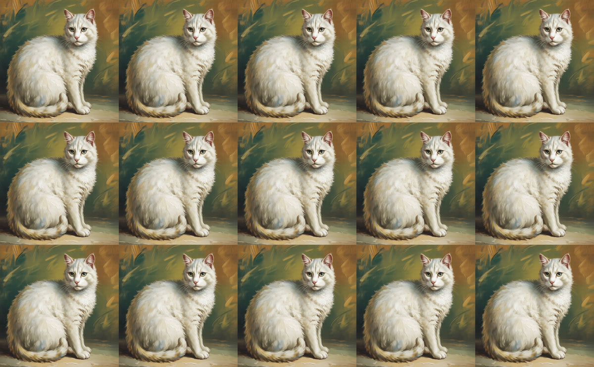 DecoCraft - Scenic Tiles Series - Oil Painting Pets - Tabby - White