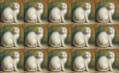 DecoCraft - Scenic Tiles Series - Oil Painting Pets - Tabby - White