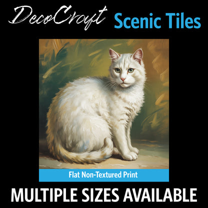 DecoCraft - Scenic Tiles Series - Oil Painting Pets - Tabby - White