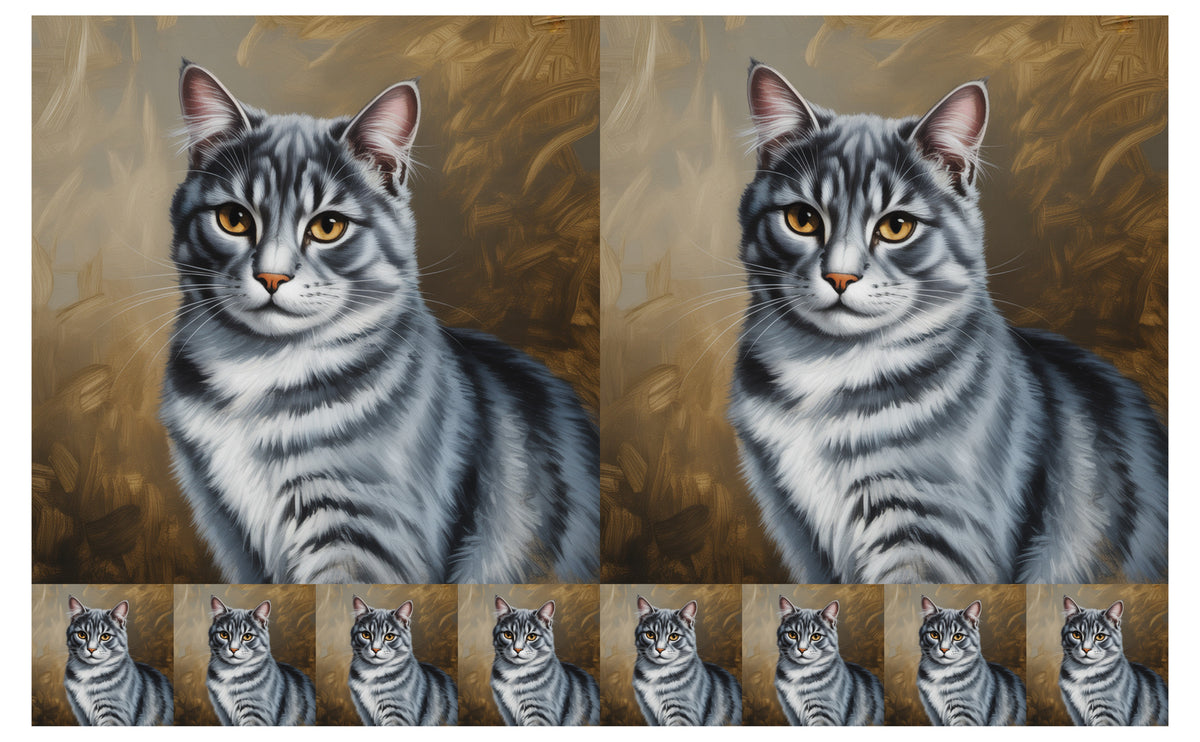 DecoCraft - Scenic Tiles Series - Oil Painting Pets - Tabby - Gray II
