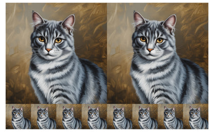 DecoCraft - Scenic Tiles Series - Oil Painting Pets - Tabby - Gray II