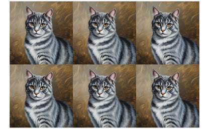 DecoCraft - Scenic Tiles Series - Oil Painting Pets - Tabby - Gray II