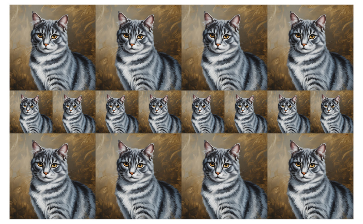 DecoCraft - Scenic Tiles Series - Oil Painting Pets - Tabby - Gray II
