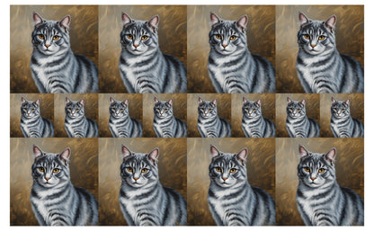 DecoCraft - Scenic Tiles Series - Oil Painting Pets - Tabby - Gray II