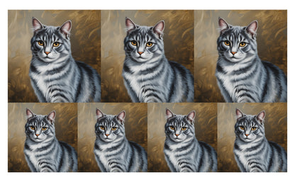 DecoCraft - Scenic Tiles Series - Oil Painting Pets - Tabby - Gray II