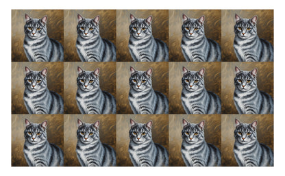 DecoCraft - Scenic Tiles Series - Oil Painting Pets - Tabby - Gray II