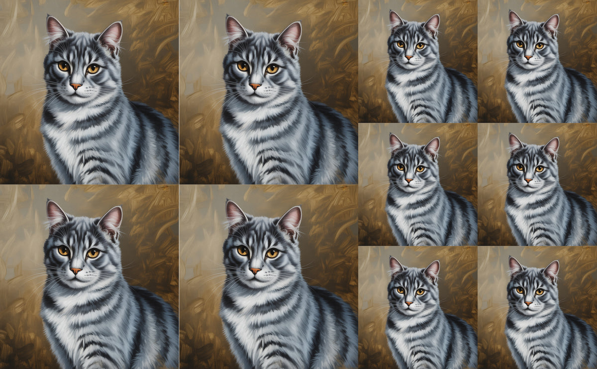 DecoCraft - Scenic Tiles Series - Oil Painting Pets - Tabby - Gray II