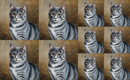 DecoCraft - Scenic Tiles Series - Oil Painting Pets - Tabby - Gray II