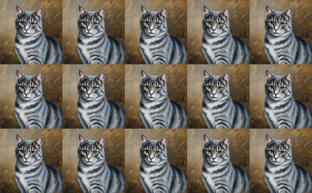 DecoCraft - Scenic Tiles Series - Oil Painting Pets - Tabby - Gray II