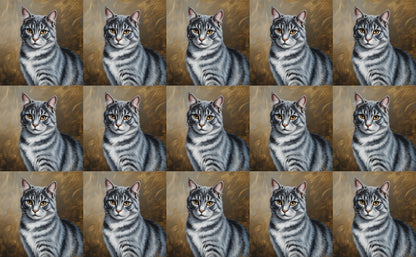DecoCraft - Scenic Tiles Series - Oil Painting Pets - Tabby - Gray II