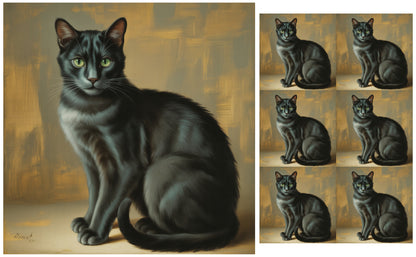 DecoCraft - Scenic Tiles Series - Oil Painting Pets - Tabby - Black