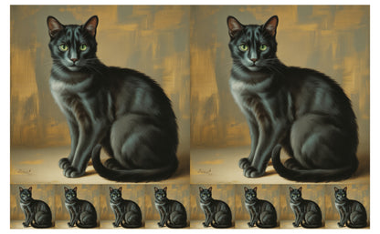 DecoCraft - Scenic Tiles Series - Oil Painting Pets - Tabby - Black