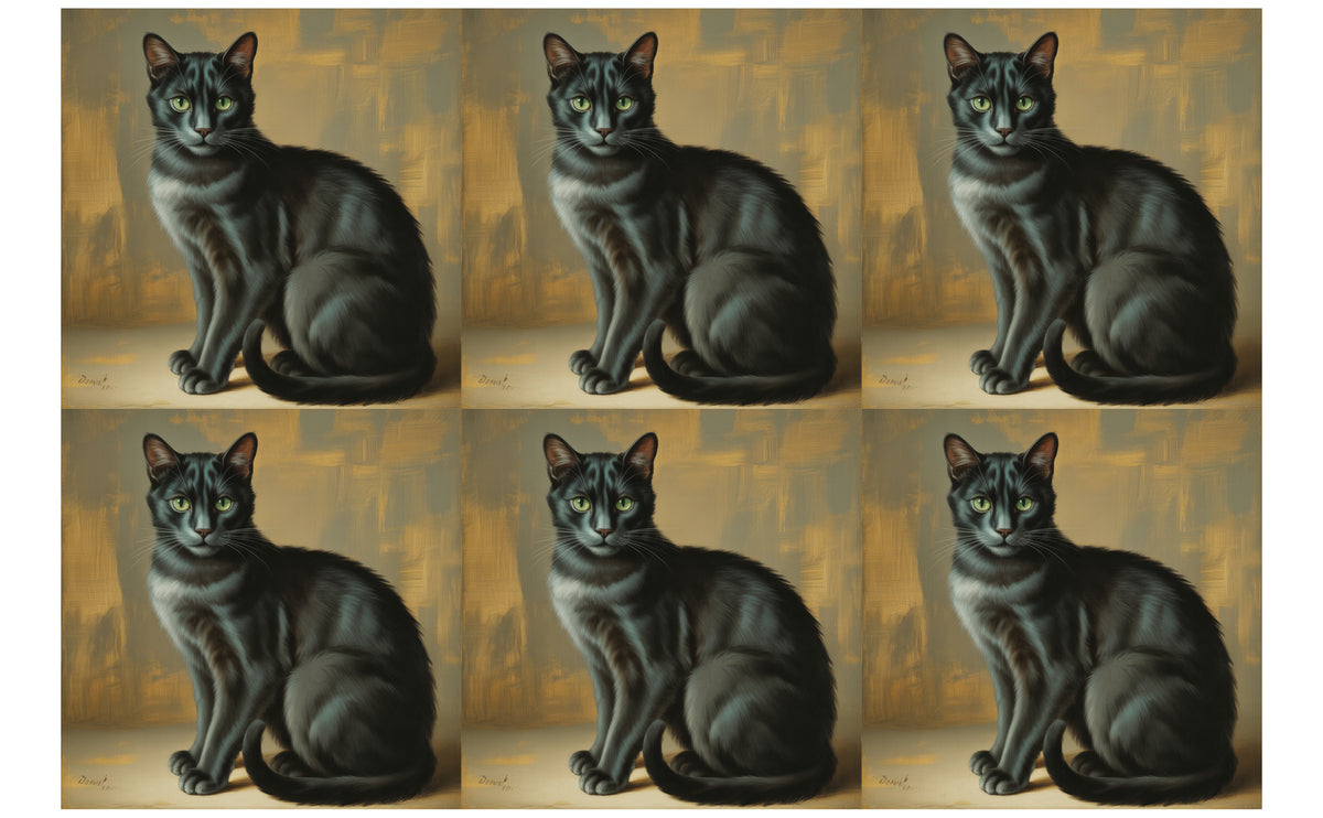 DecoCraft - Scenic Tiles Series - Oil Painting Pets - Tabby - Black