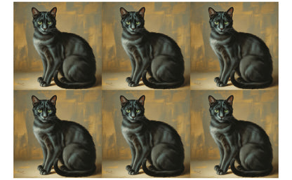 DecoCraft - Scenic Tiles Series - Oil Painting Pets - Tabby - Black